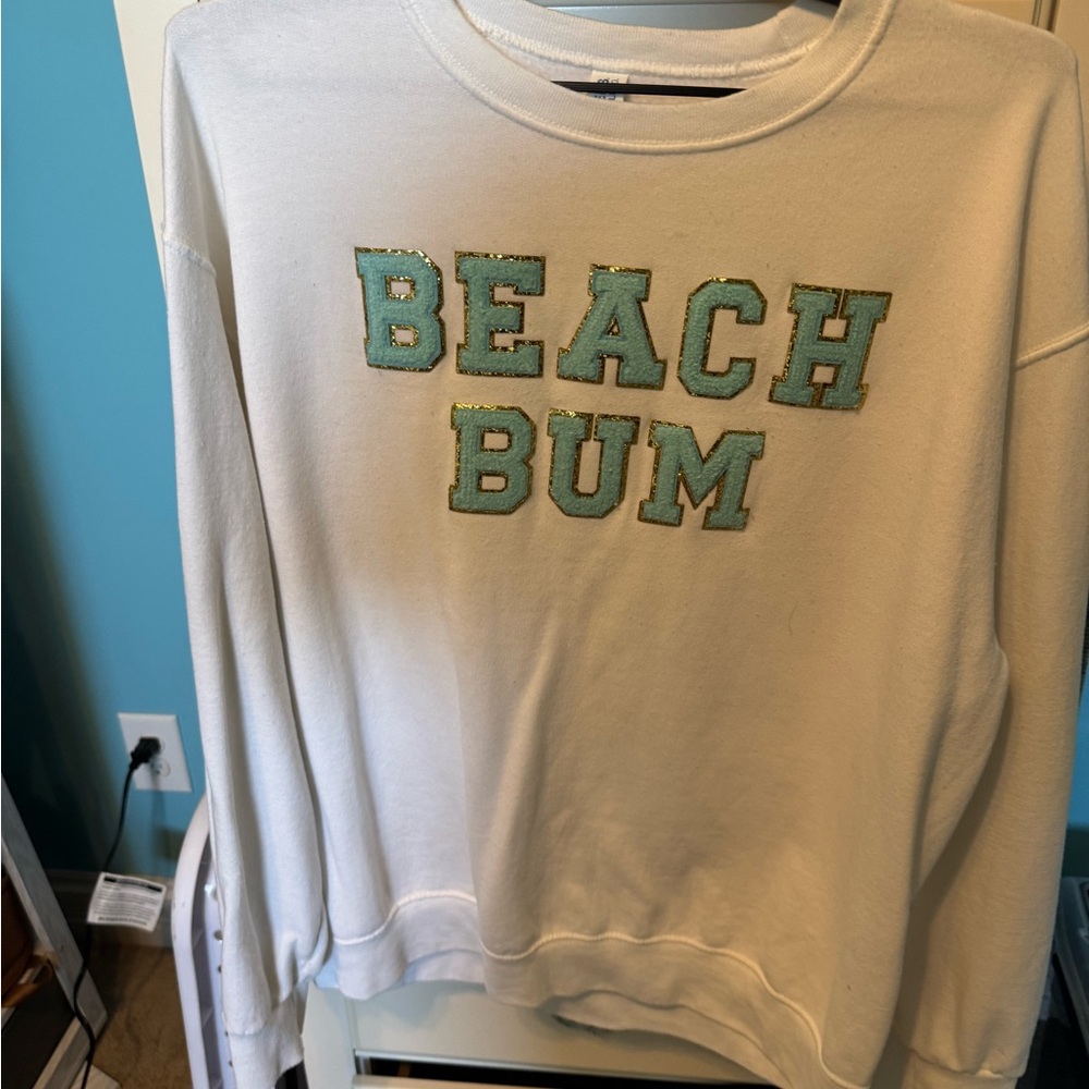 Jerzees White Sweatshirt with Blue Text - Picture 2 of 6